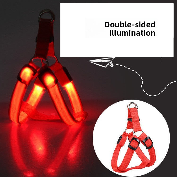 LED Luminous Fiber Optic Dog Harness Adjustable Night Safety Pet Vest