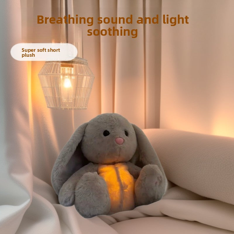 Breathing Soothing Plush Sound and Light Rabbit Doll for Infant Sleep