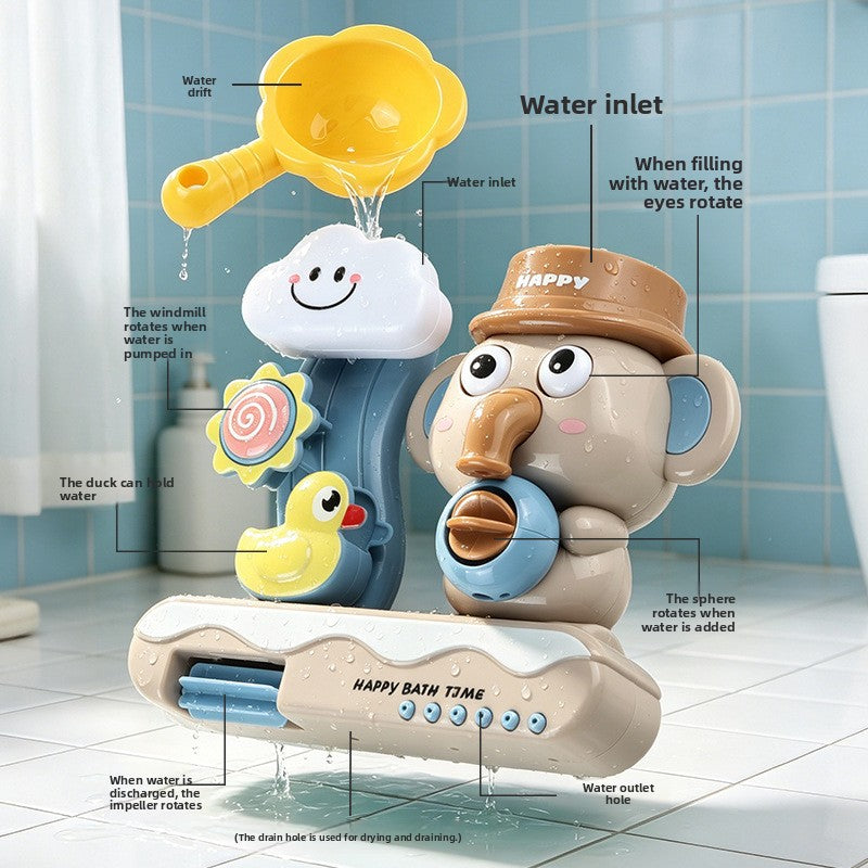 Cute Elephant Suction Cup Rotating Spray Bath Toy for Kids