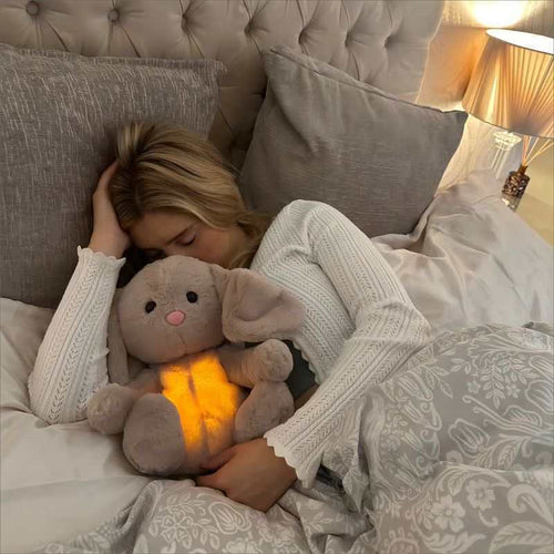 Breathing Soothing Plush Sound and Light Rabbit Doll for Infant Sleep