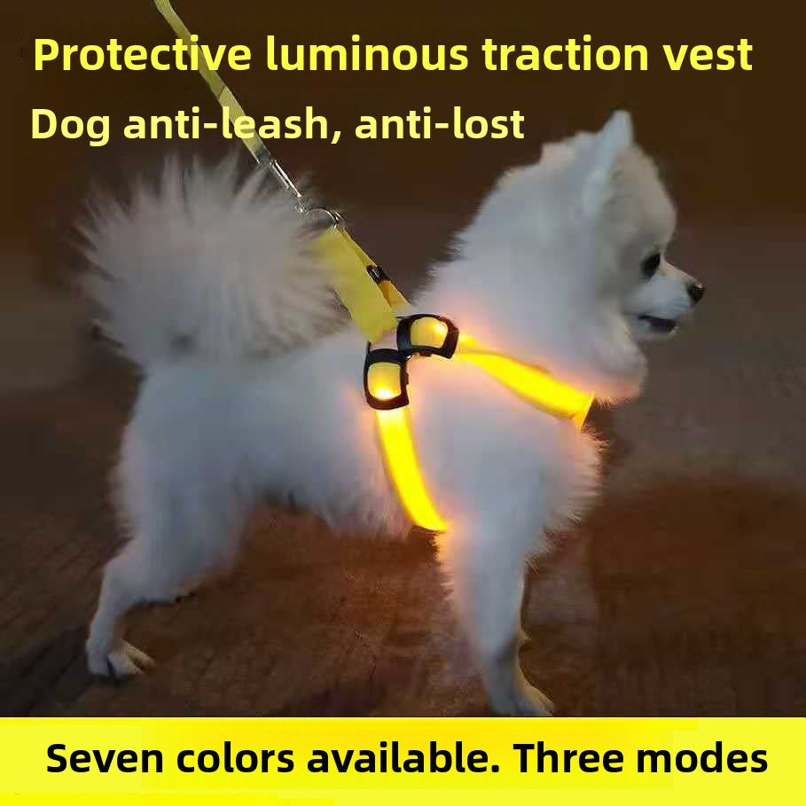 LED Luminous Fiber Optic Dog Harness Adjustable Night Safety Pet Vest