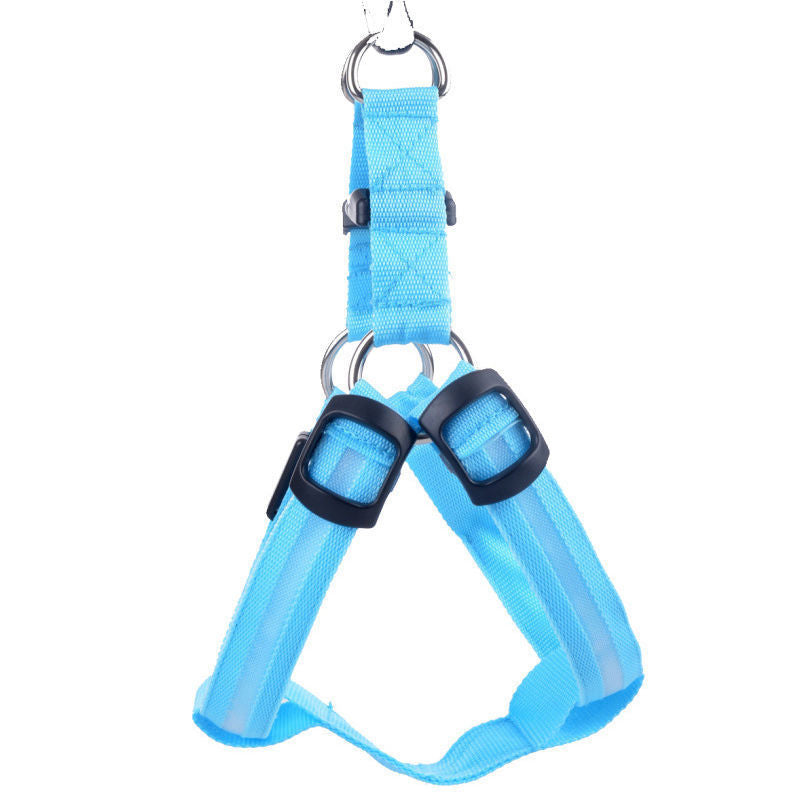 LED Luminous Fiber Optic Dog Harness Adjustable Night Safety Pet Vest