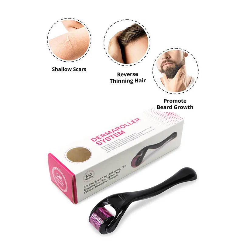 1PCS 540 Micro Needle Roller High Quanlity Medical Titanium 0.2mm Length Derma Roller Mezoroller For Skin Care Hair Beard