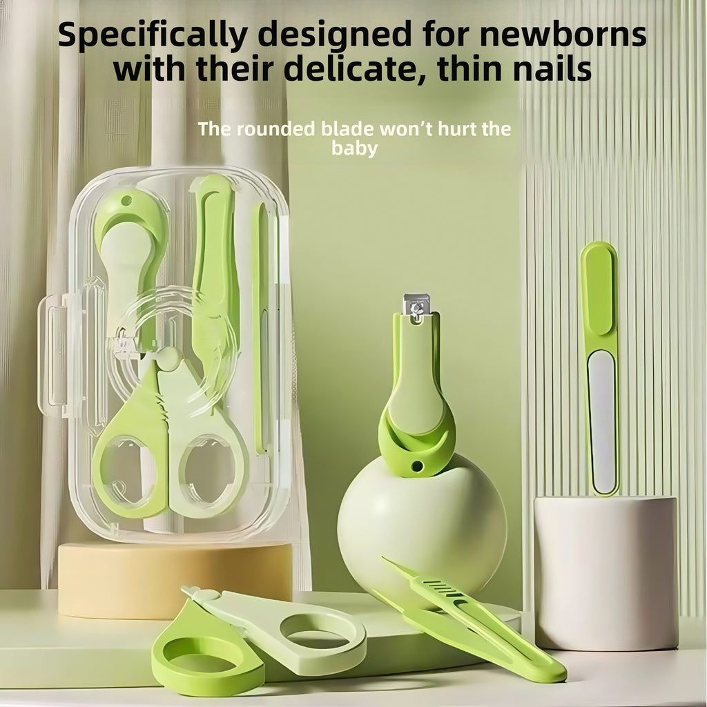 4-Piece Baby Nail Care Safety Grooming Kit Anti-Pinch Clipper Set