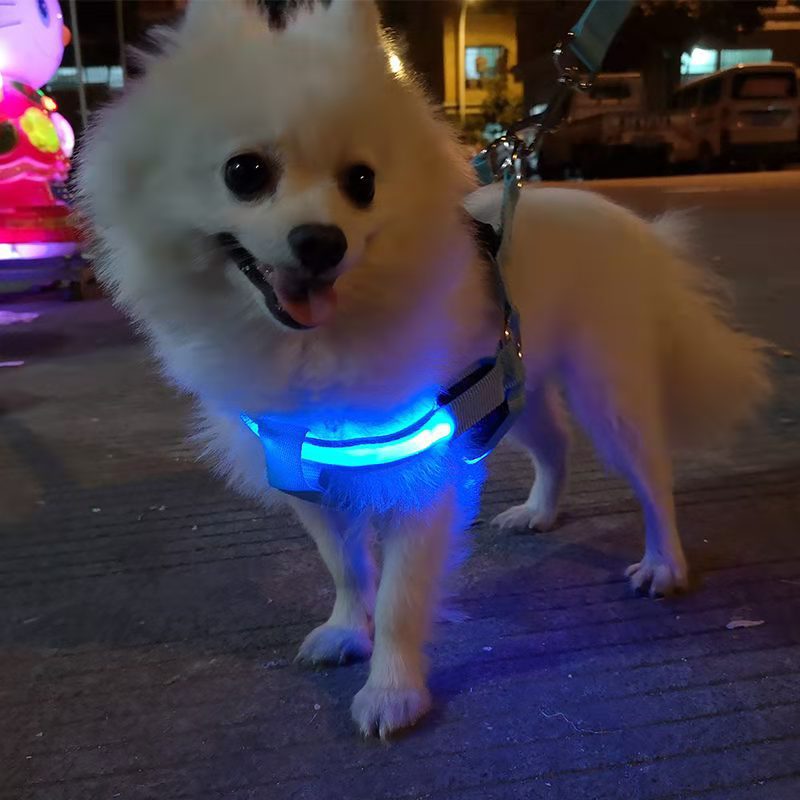 LED Luminous Fiber Optic Dog Harness Adjustable Night Safety Pet Vest