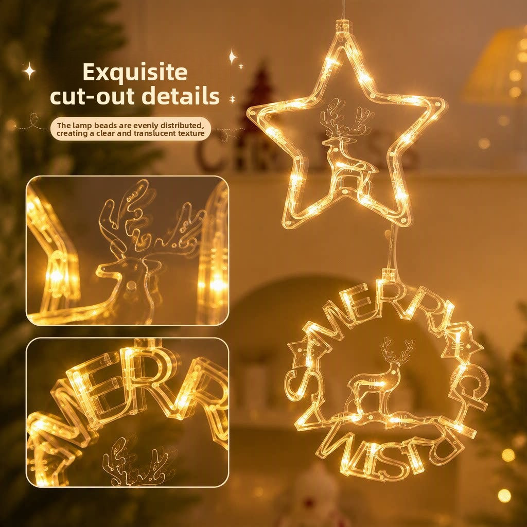 Christmas decoration star-shaped tree wreath luminous suction plate lamp