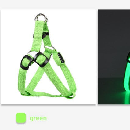 LED Luminous Fiber Optic Dog Harness Adjustable Night Safety Pet Vest